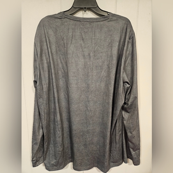 Ouku Wolf Tribal Print Gray Long Sleeve Henley TShirt Mens 3XL-NWT - Picture 5 of 5